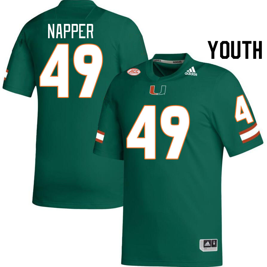 Youth #49 Mason Napper Miami Hurricanes College Football Jerseys Stitched-Green